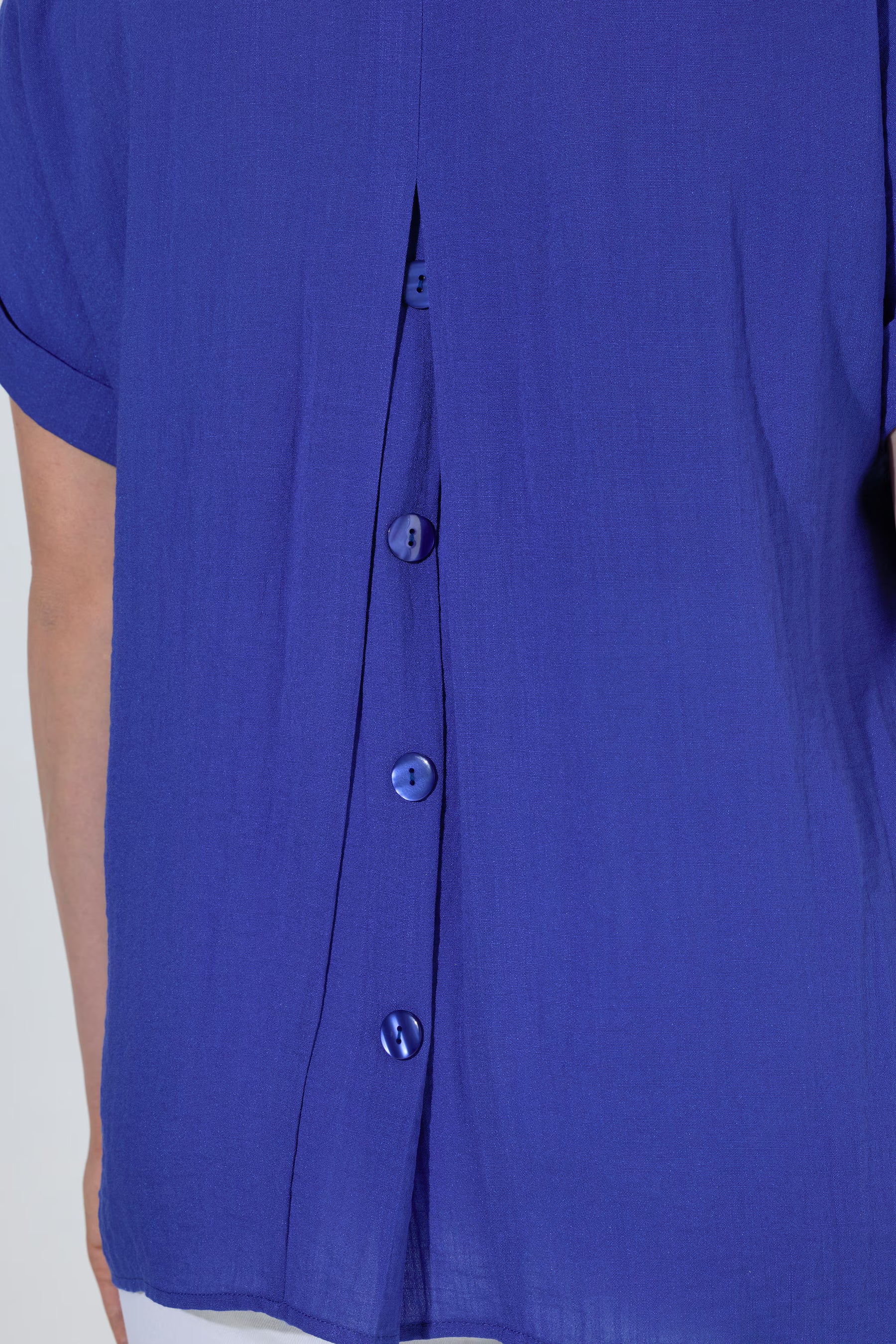Ulla Popken Back Button Blouse in Blue 