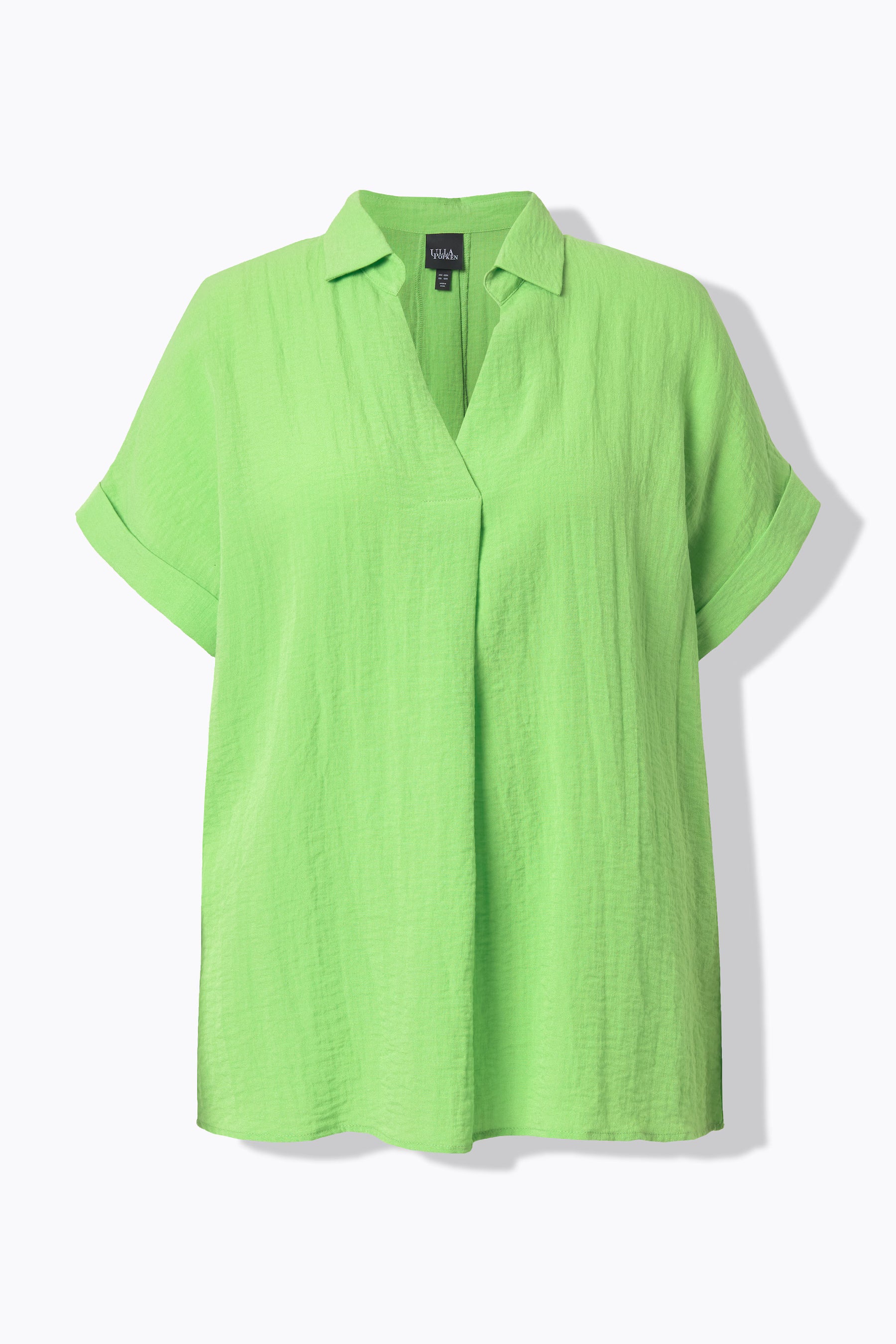 Ulla Popken Back Button Blouse in Green 
