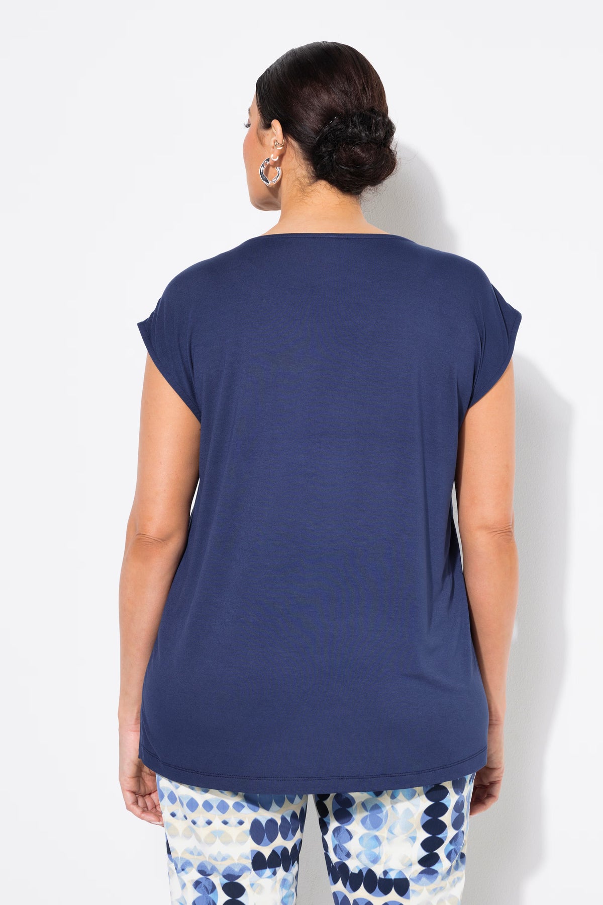 Ulla Popken Beaded Shirt in Navy