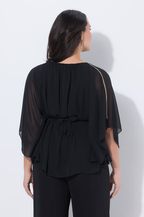  Ulla Popken Belted Blouse in Black 