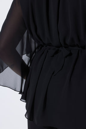 Ulla Popken Belted Blouse in Black 