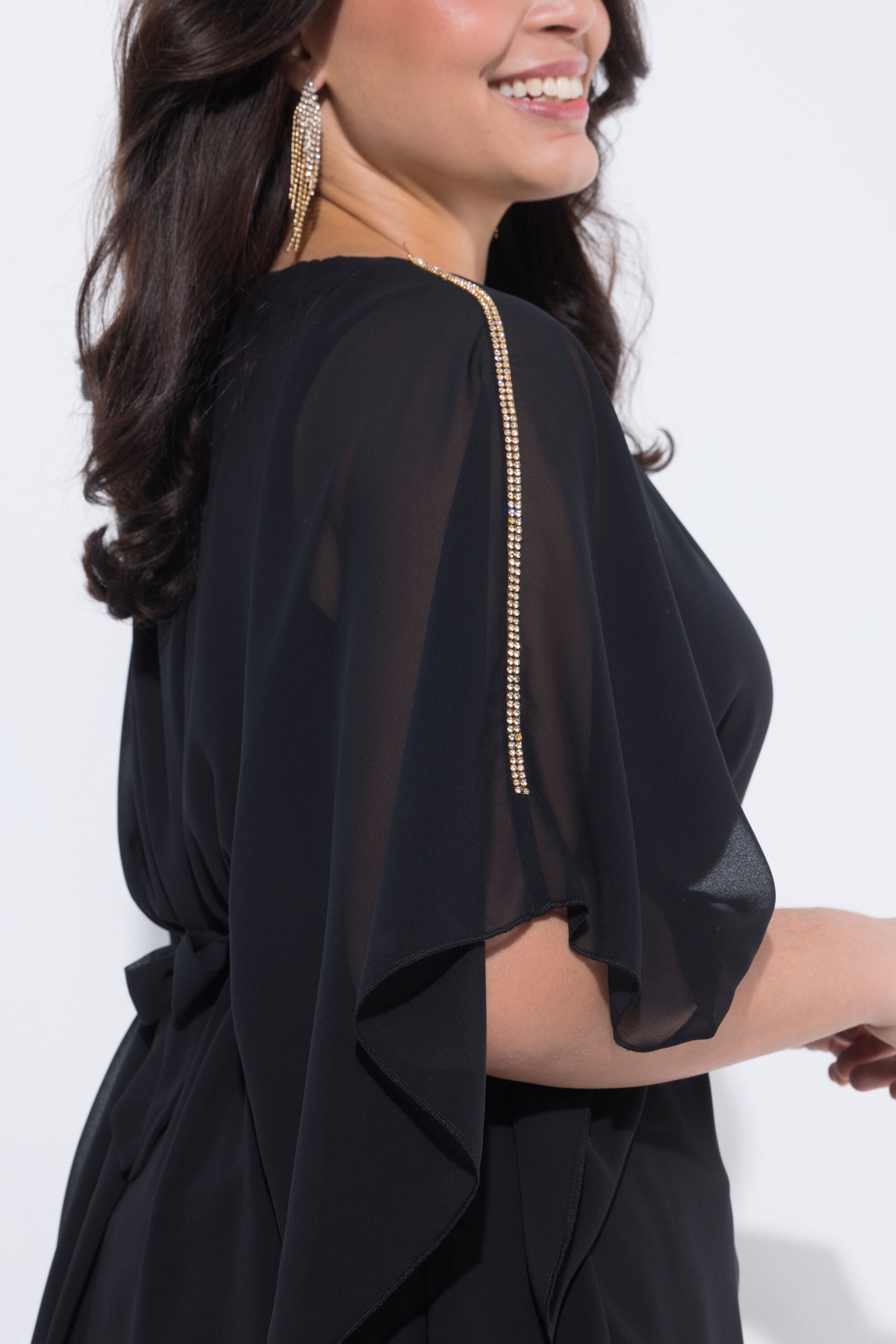 Ulla Popken Belted Blouse in Black 
