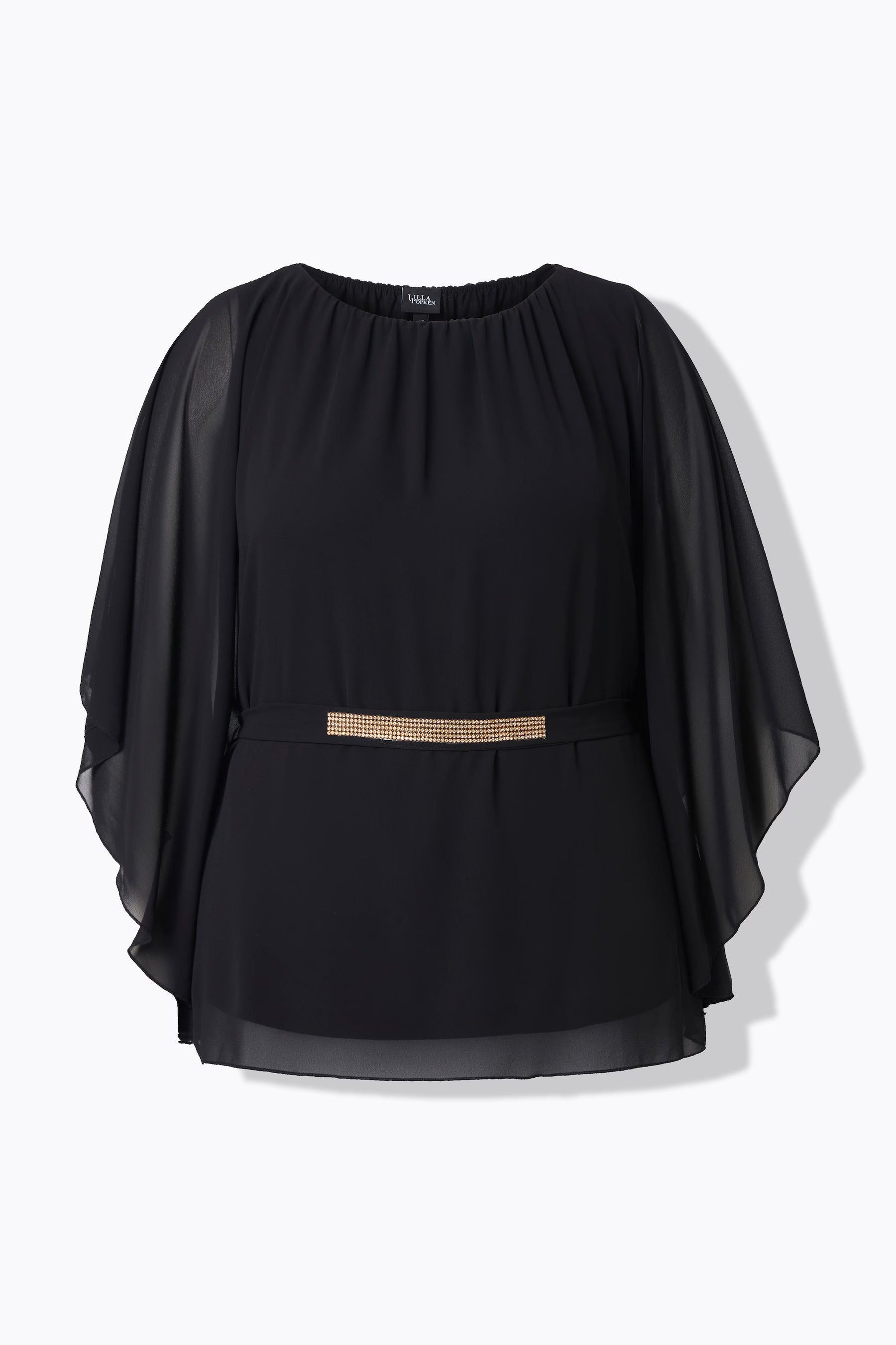 Ulla Popken Belted Blouse in Black 