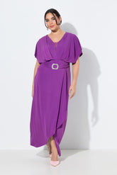 Ulla Popken Belted Dress in Purple  