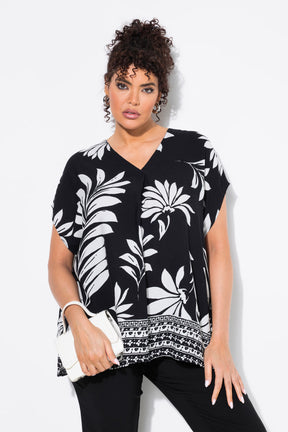 Ulla Popken Black Floral Blouse
