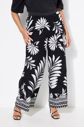 Ulla Popken Black Floral Trousers