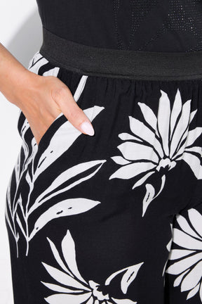 Ulla Popken Black Floral Trousers