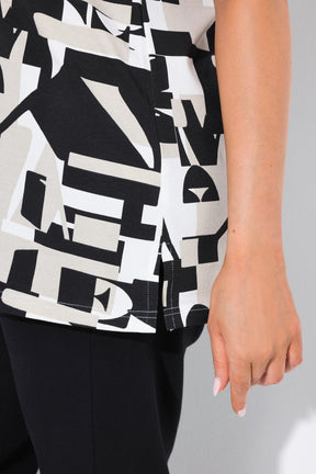Ulla Popken Black Geometric T-Shirt