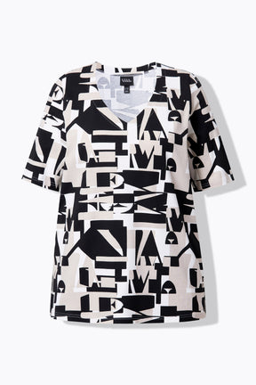 Ulla Popken Black Geometric T-Shirt
