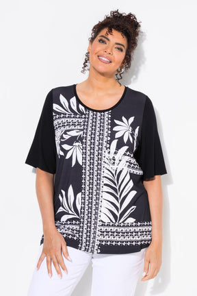 Ulla Popken Black Satin Front T-Shirt