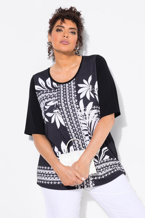 Ulla Popken Black Satin Front T-Shirt