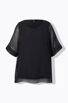 Ulla Popken Black Sheer Blouse
