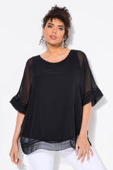 Ulla Popken Black Sheer Blouse