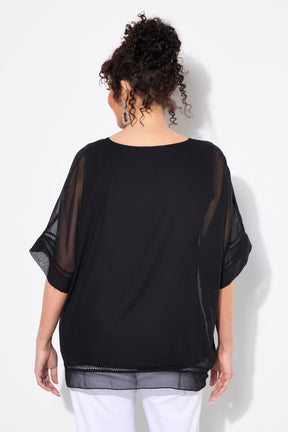 Ulla Popken Black Sheer Blouse 