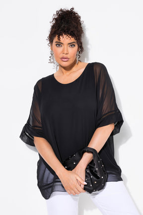 Ulla Popken Black Sheer Blouse