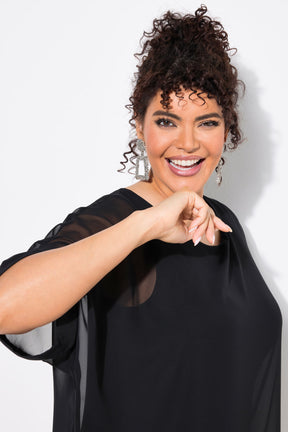 Ulla Popken Black Sheer Blouse