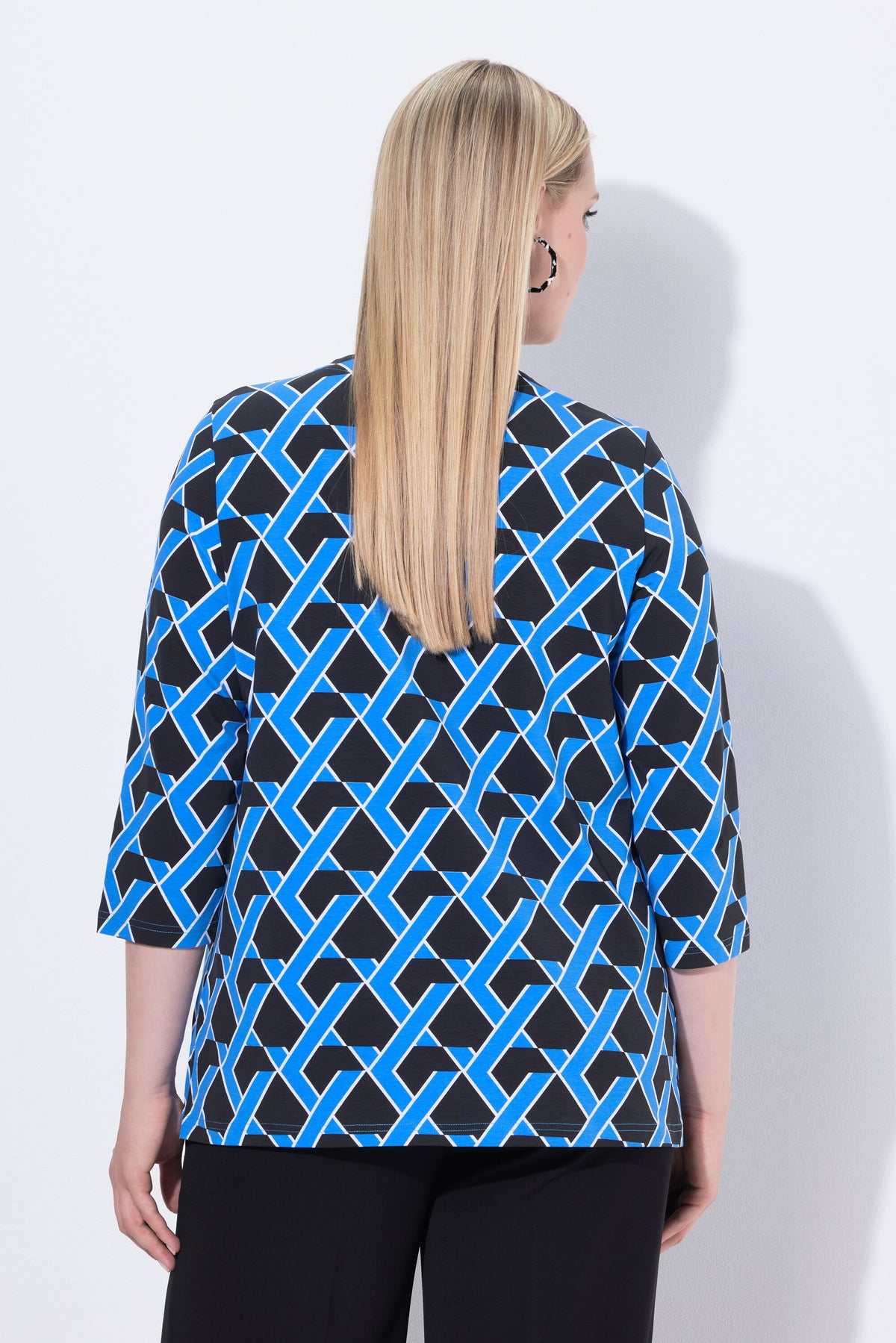 Ulla Popken Blue Graphic Print Top