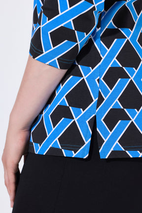 Ulla Popken Blue Graphic Print Top