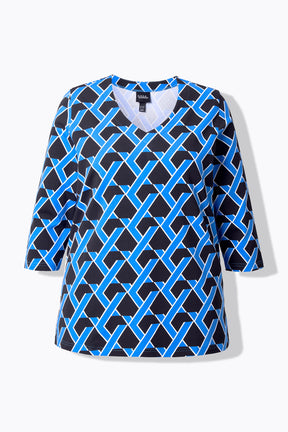 Ulla Popken Blue Graphic Print Top