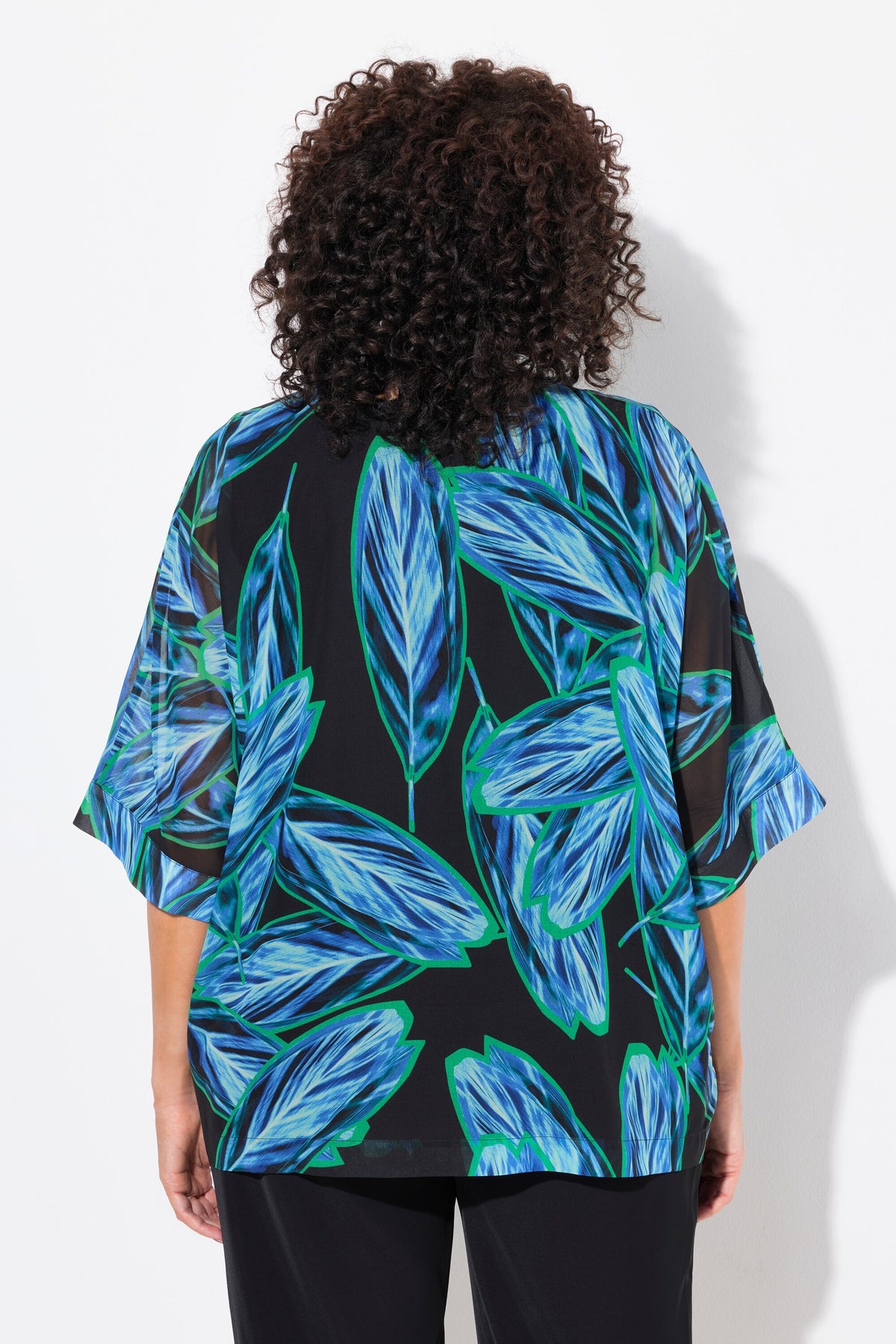 Ulla Popken Blue Leaf Blouse