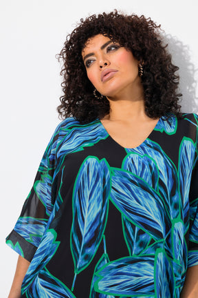 Ulla Popken Blue Leaf Blouse
