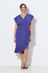 Ulla Popken Bodycon Ruffle Dress in Purple 
