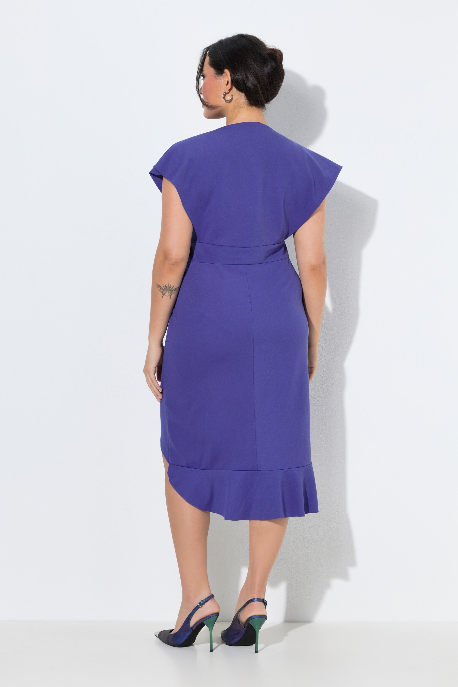 Ulla Popken Bodycon Ruffle Dress in Purple 