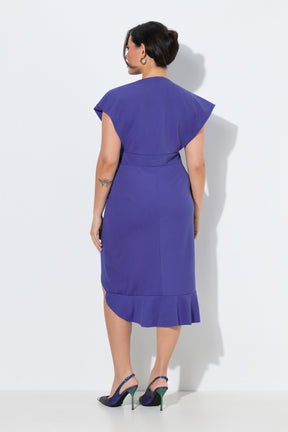 Ulla Popken Bodycon Ruffle Dress in Purple 