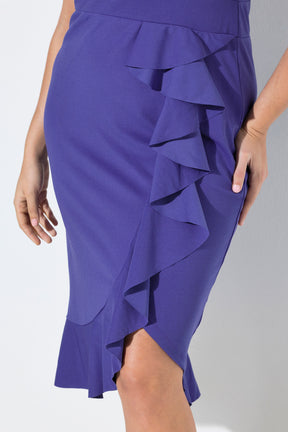 Ulla Popken Bodycon Ruffle Dress in Purple 
