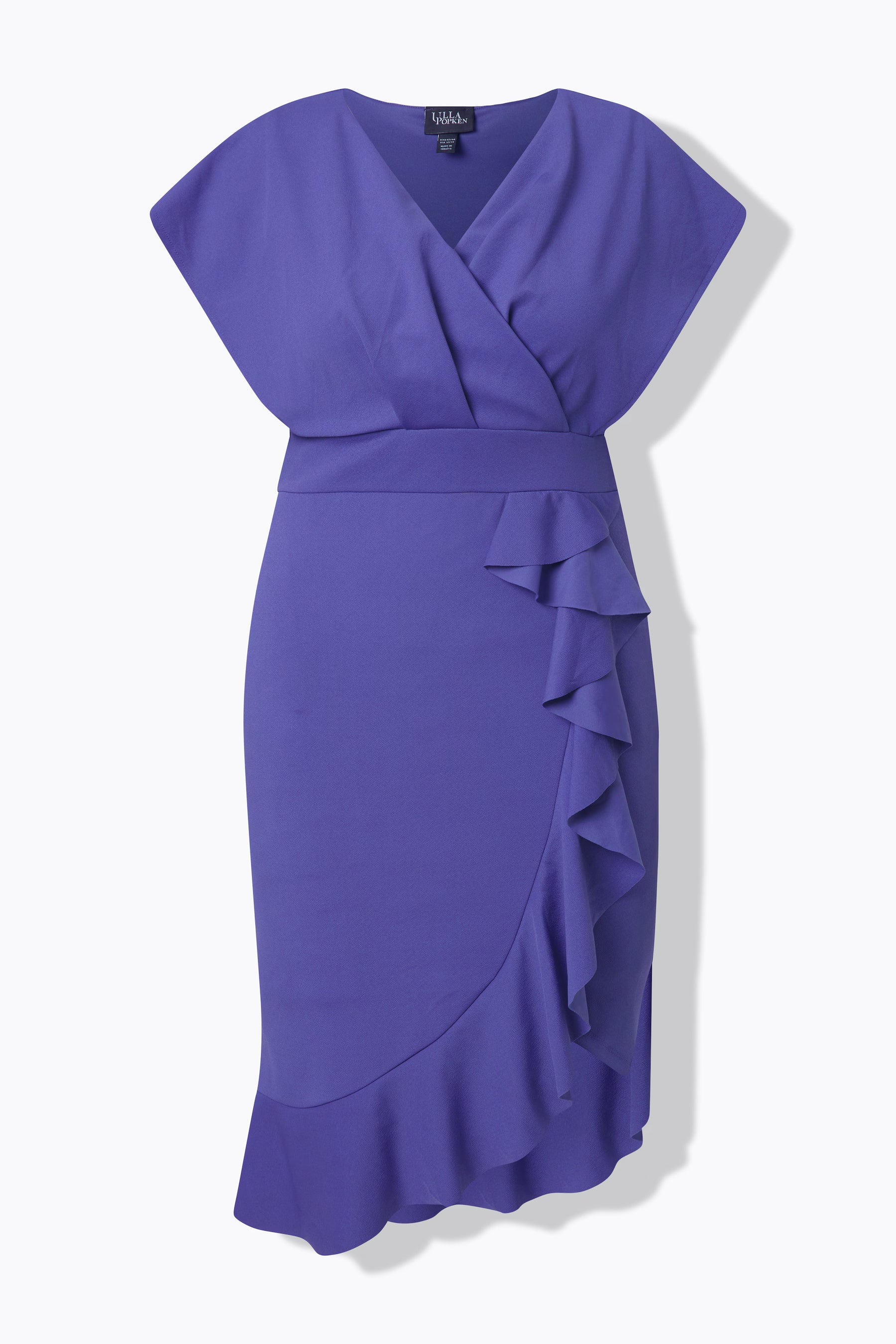 Ulla Popken Bodycon Ruffle Dress in Purple 