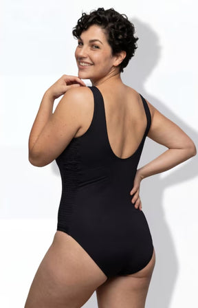 Ulla Popken Buckle Swimsuit in Black 