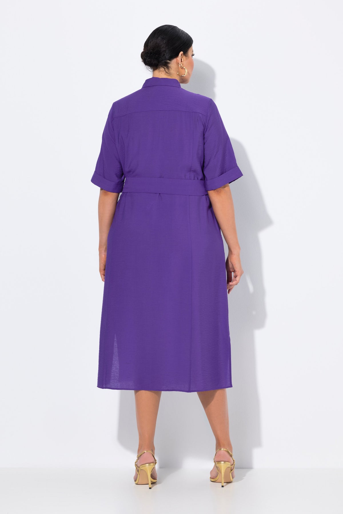 Ulla Popken Button Midi Dress in Purple