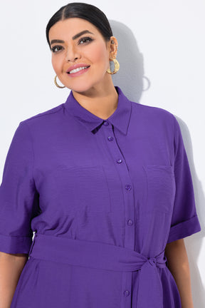 Ulla Popken Button Midi Dress in Purple