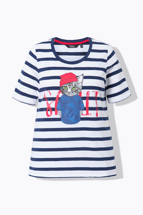 Ulla Popken Cat T-shirt in Navy