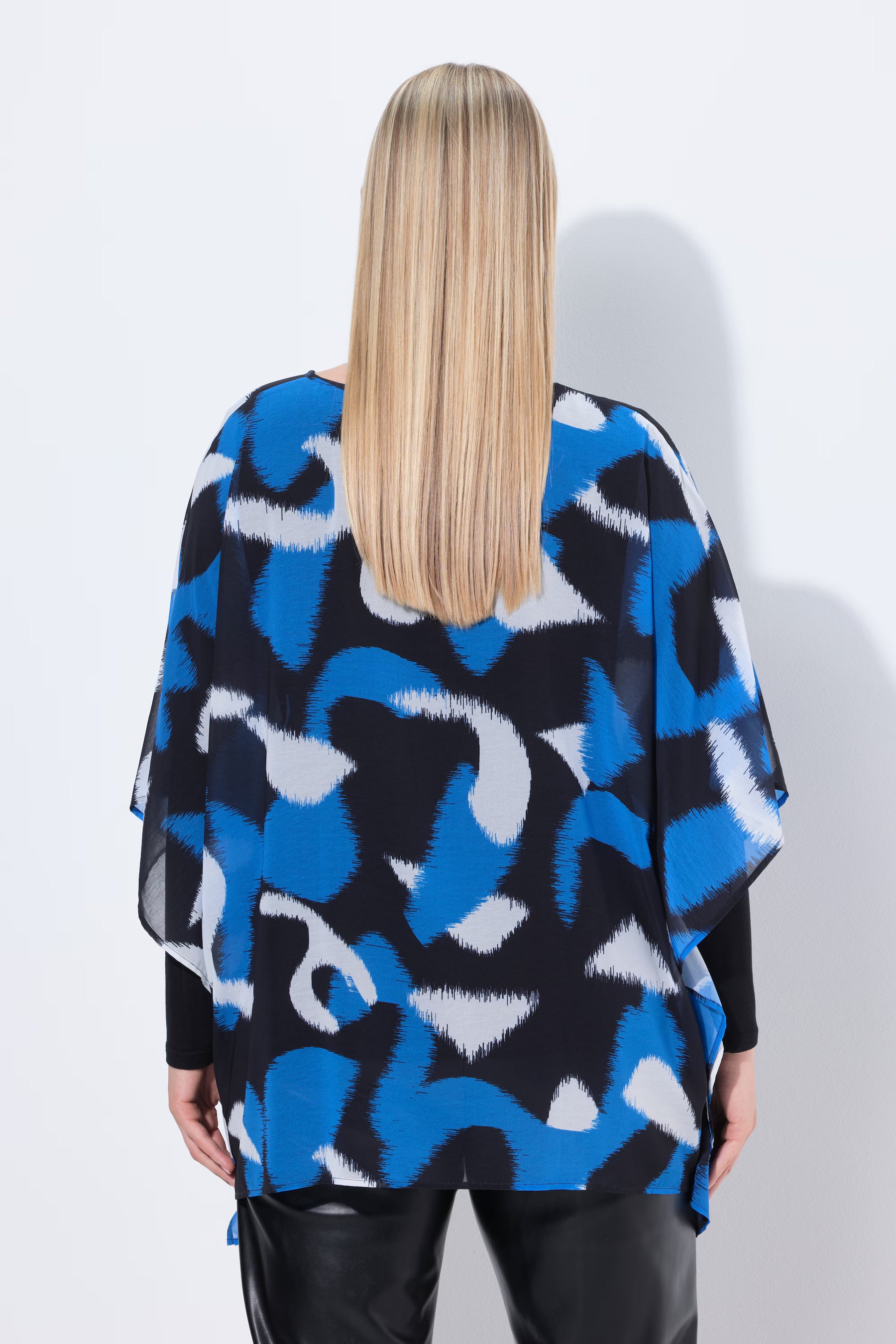 Ulla Popken Chiffon Blouse in Blue