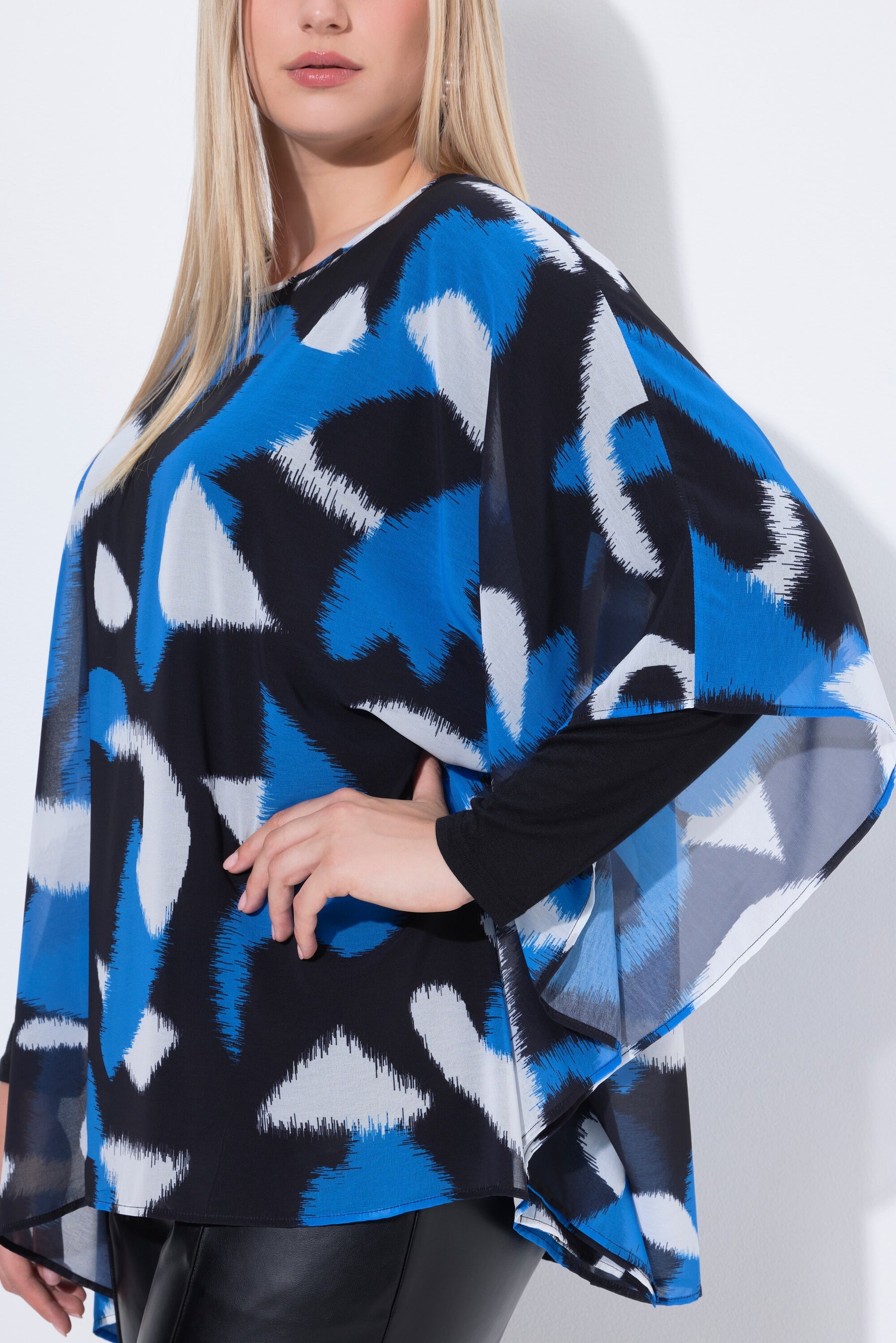 Ulla Popken Chiffon Blouse in Blue