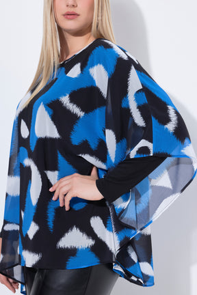 Ulla Popken Chiffon Blouse in Blue