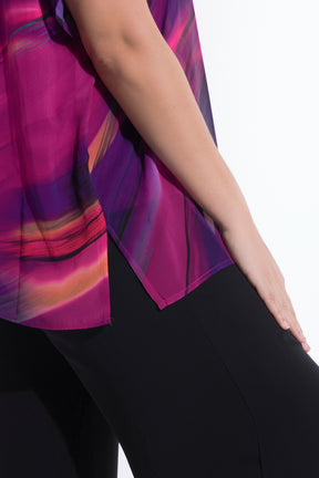 Ulla Popken Chiffon Blouse in Magenta