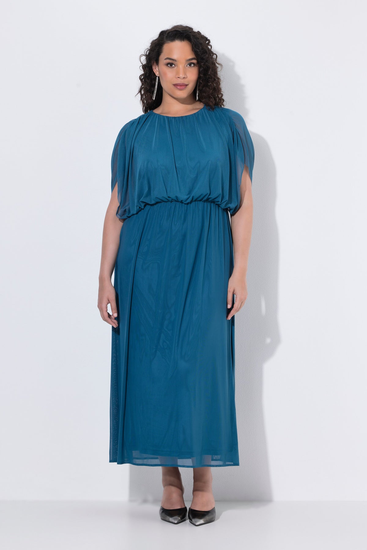 Ulla Popken Chiffon Dress in Teal 