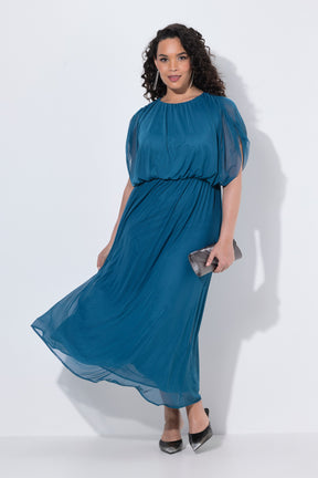Ulla Popken Chiffon Dress in Teal