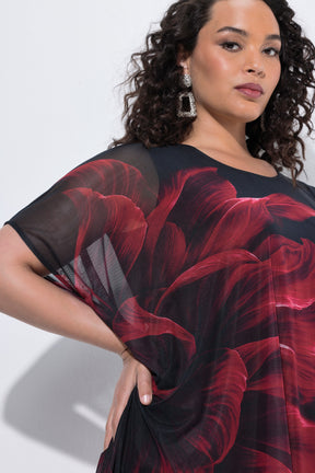 Ulla Popken Chiffon Floral Blouse in Red 