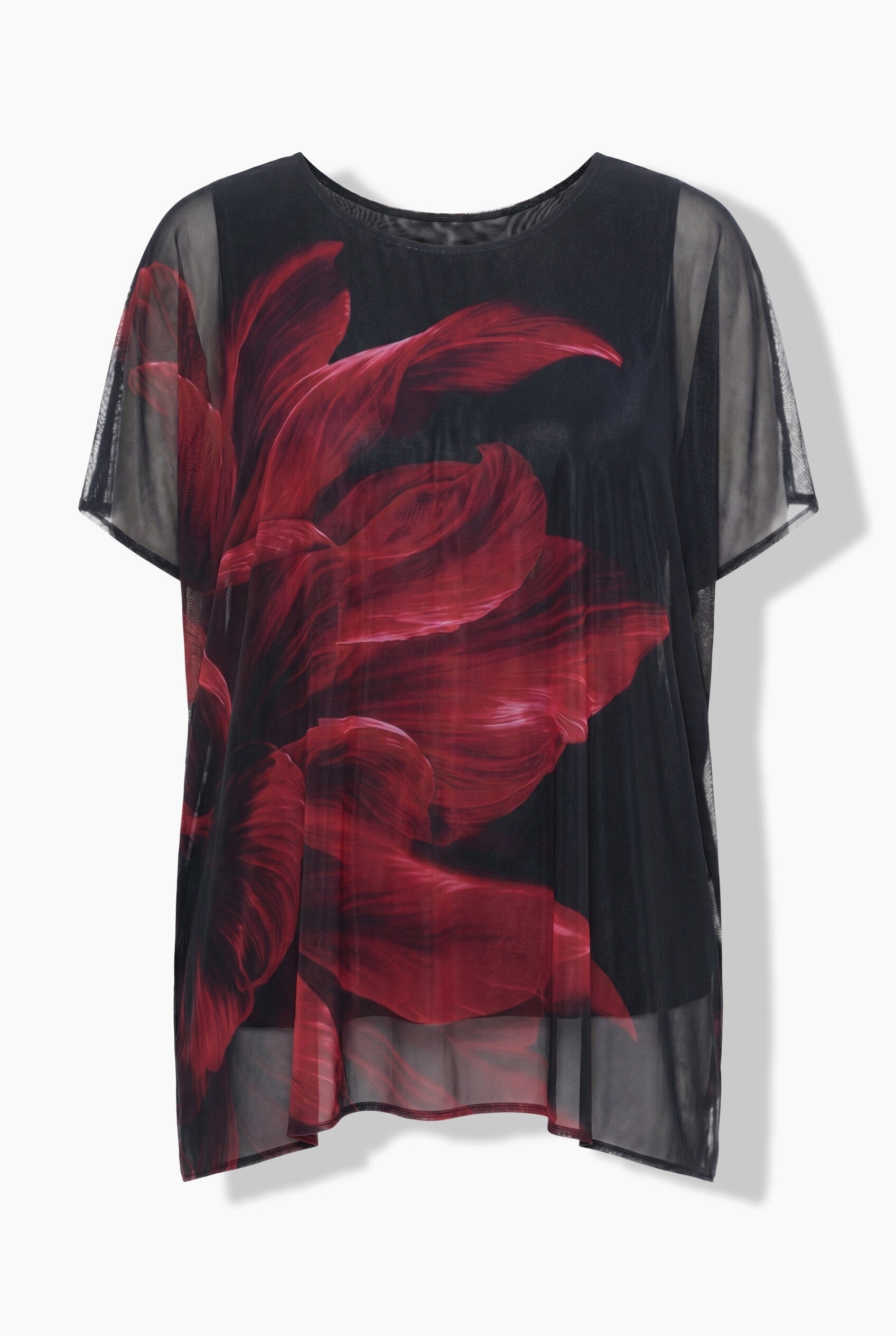 Ulla Popken Chiffon Floral Blouse in Red 