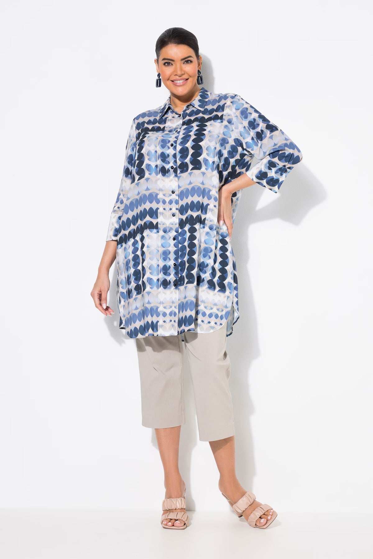 Ulla Popken Circle Print Long Blouse