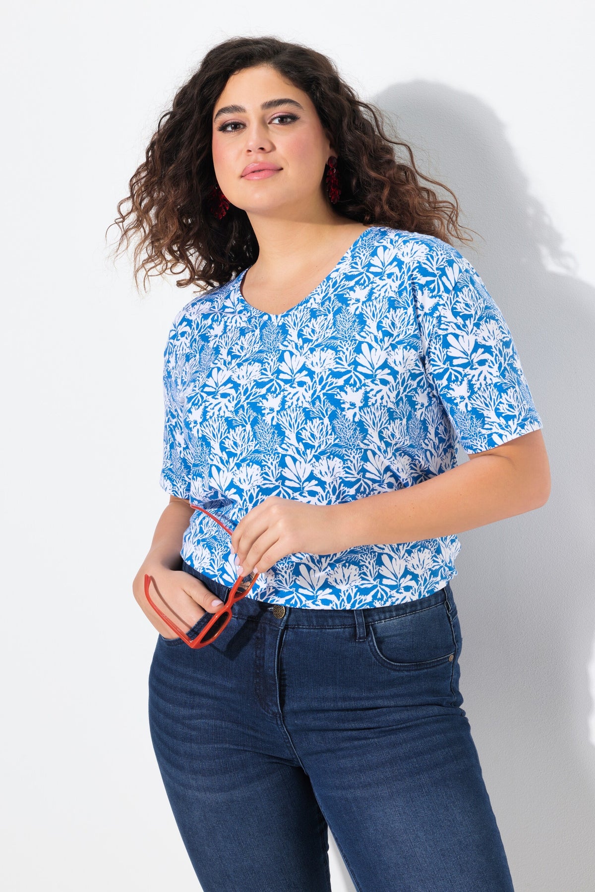 Ulla Popken Coral T-Shirt in Blue