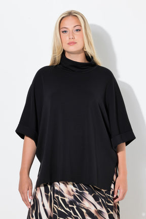 Ulla Popken Cowl Neck Poncho in Black