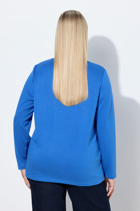 Ulla Popken Cowl Neck Sweater in Blue.  