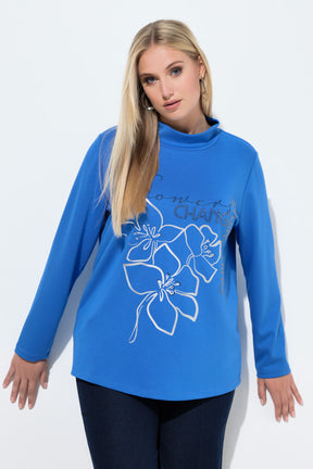 Ulla Popken Cowl Neck Sweater in Blue. 