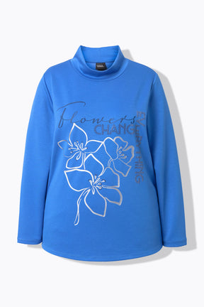 Ulla Popken Cowl Neck Sweater in Blue. 