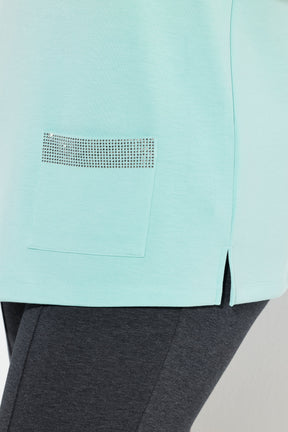 Ulla Popken Cowl Neck Sweater in Turquoise