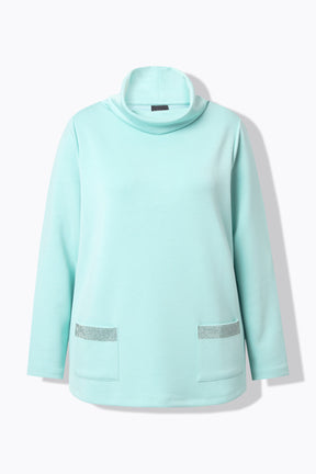 Ulla Popken Cowl Neck Sweater in Turquoise